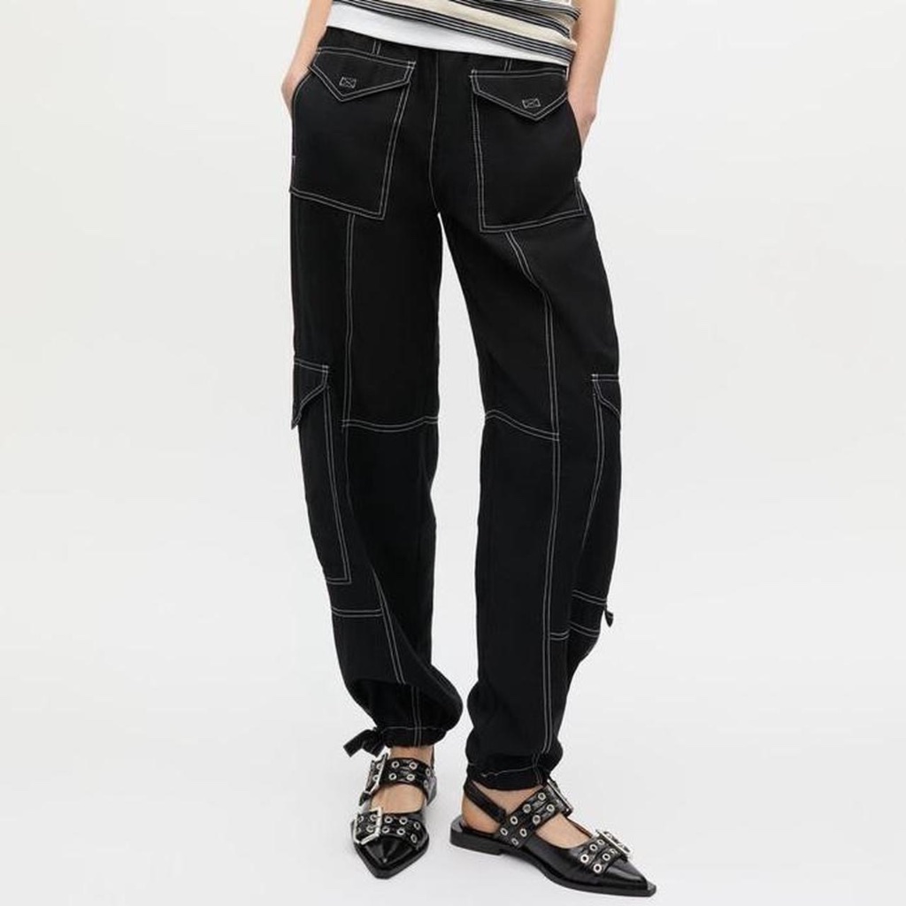 Ganni Contrast Stitch Slub Pants Size 32 (Us 0)
